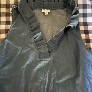 Crown & Ivy Ruffled Chambray Top